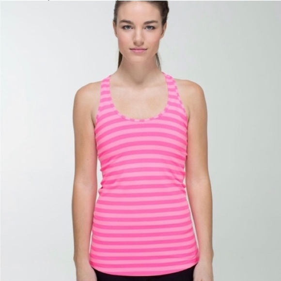 Lululemon Cool Racerback Tank Top Apex Stripe Zing Pink Light - Picture 8 of 9
